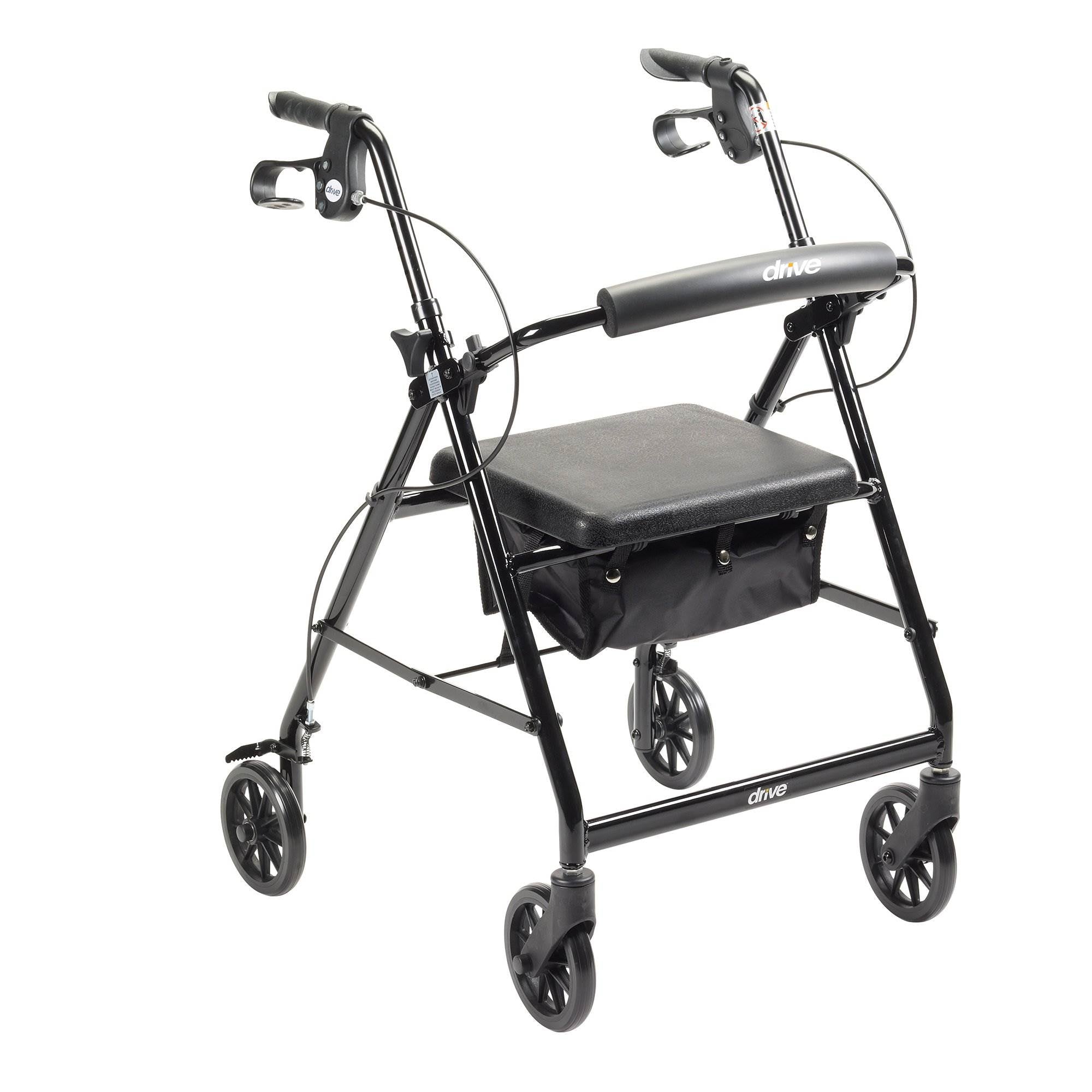 Drive Medical Rollator Removable Padded Seat Back Support Fold Up Walker, Black