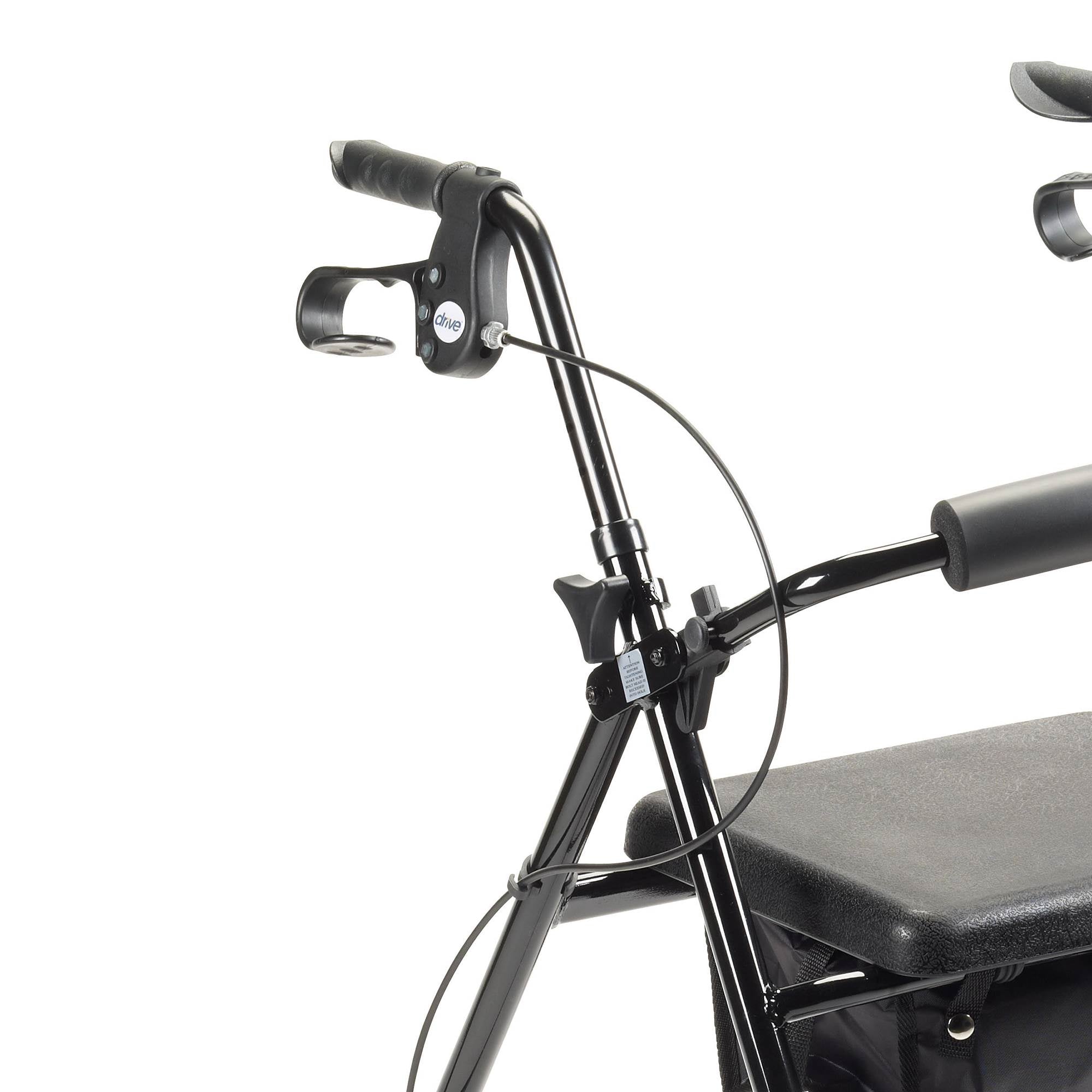 Drive Medical Rollator Removable Padded Seat Back Support Fold Up Walker, Black