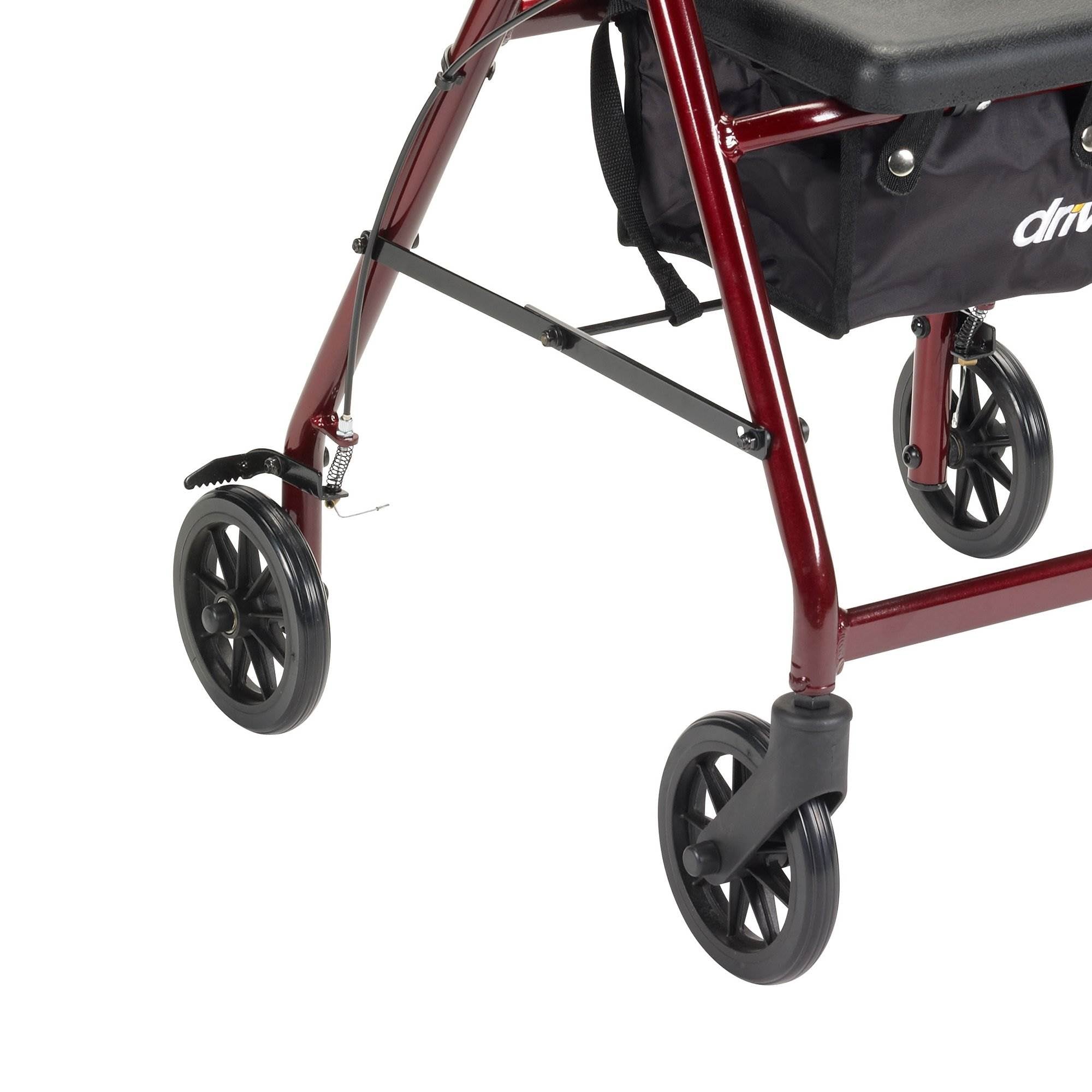 Drive Medical Rollator Removable Padded Seat Back Support Fold Up Walker, Red