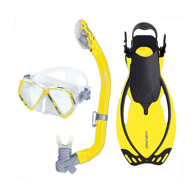 HEAD Pirate Dry Youth Yellow Snorkeling Mask & Flippers Set, S/M (Open Box)