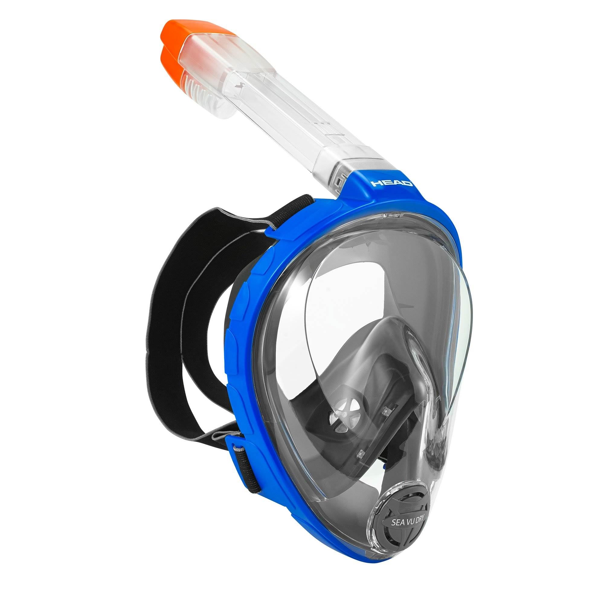 Head Sea Vu Dry Full Face Adults Sm/Medium Snorkel & Scuba Mask, Blue (Open Box)