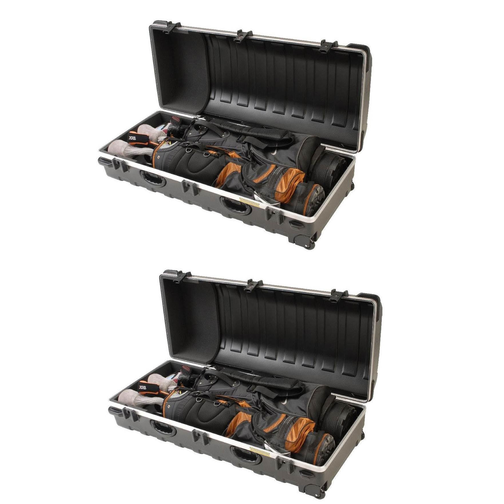 SKB Cases Double ATA Standard Hard Plastic Wheeled Golf Bag Travel Case (2 Pack) - VMInnovations