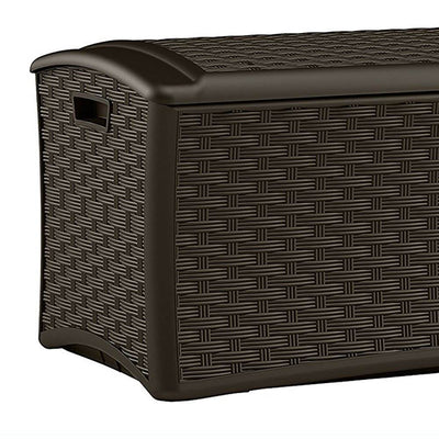 Suncast 72 Gallon Resin Wicker Outdoor Patio Storage Deck Box, Brown (4 Pack) - VMInnovations