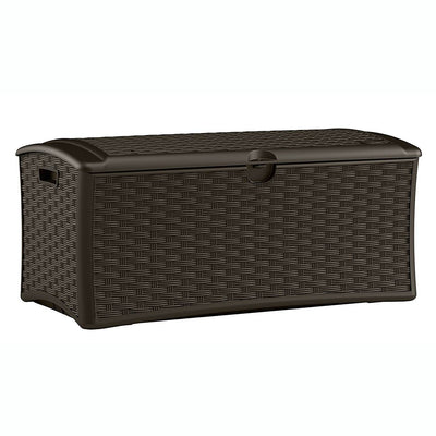 Suncast 72 Gallon Resin Wicker Outdoor Patio Storage Deck Box, Brown (4 Pack) - VMInnovations