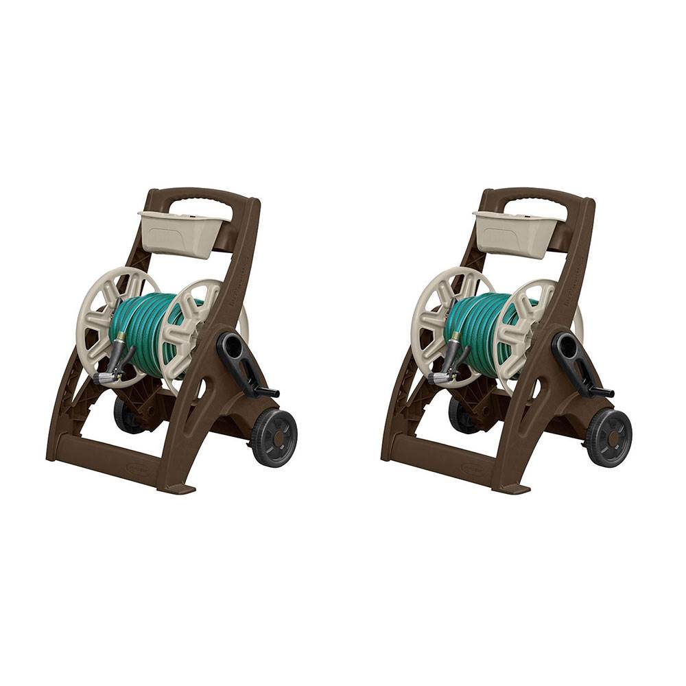 Suncast 225 Foot Capacity Hosemobile Pro Garden Hose Reel Cart, Mocha (2 Pack)