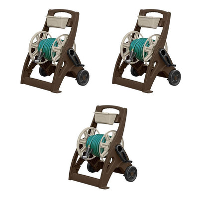 Suncast 225 Foot Capacity Hosemobile Pro Garden Hose Reel Cart, Mocha (3 Pack)