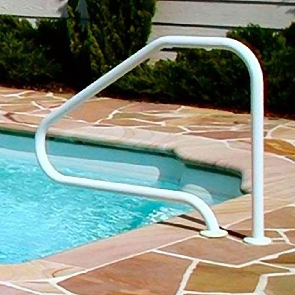 Saftron 4 Bend Durable Swimming Pool Mounted Polymer Handrail, White (2 Pack)