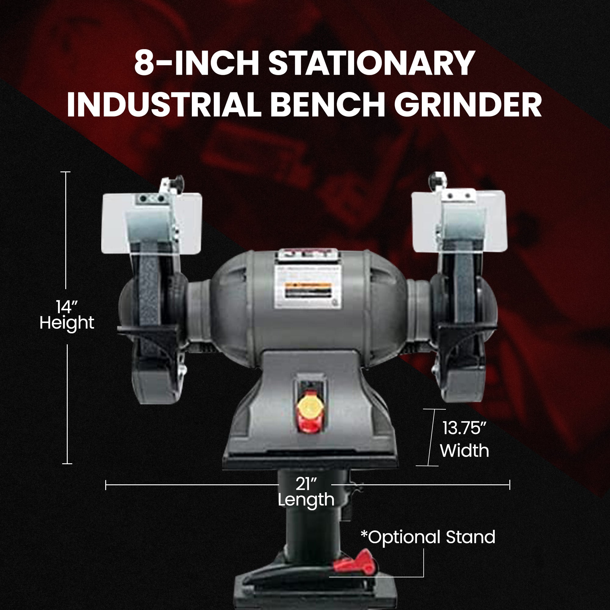 Jet 578008 8 Inch Stationary Workshop Durable Industrial Bench Grinder, Gray