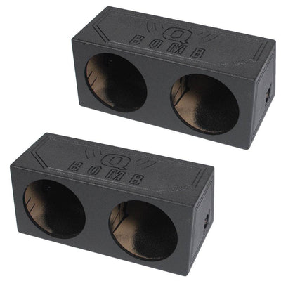 Q Power QBomb Dual 12" Sealed Port Subwoofer Sub Box w/ Bedliner Spray (2 Pack)