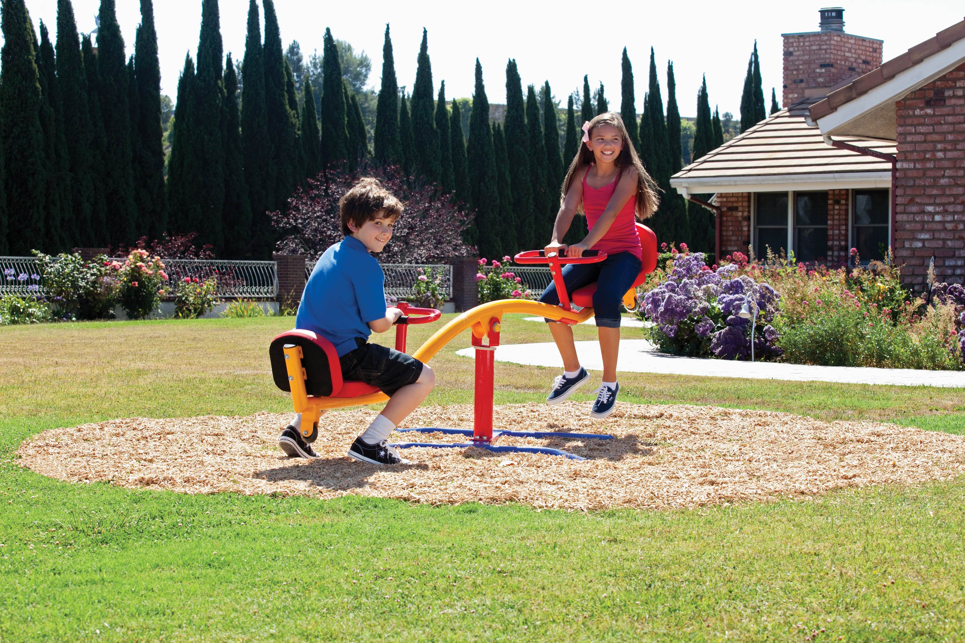 Gym Dandy 360 Degree Spinning Children's Metal Outdoor Teeter Totter (2 Pack) - VMInnovations