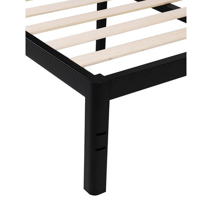 intelliBASE 18" Wood Slat Black Metal Headboard Bed Frame, Queen (Open Box)