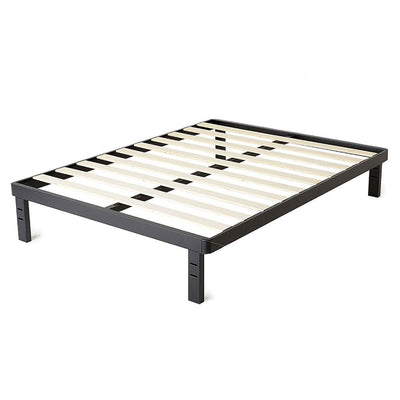 intelliBASE 18" Black Metal Platform Bed Frame w/ Wooden Slats, King (Used)