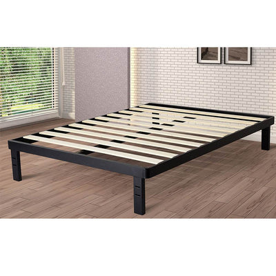 intelliBASE 18" Black Metal Platform Bed Frame w/ Wooden Slats, King (Used)