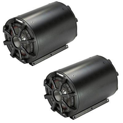 Kicker Car Audio Tube Enclosure with 8 Inch 4 Ohm Subwoofer and Grill (2 Pack)