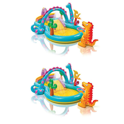 Intex 11' x 7.5' x 44" Kids Inflatable Dinoland Play Center Swim Pool, (2 Pack)