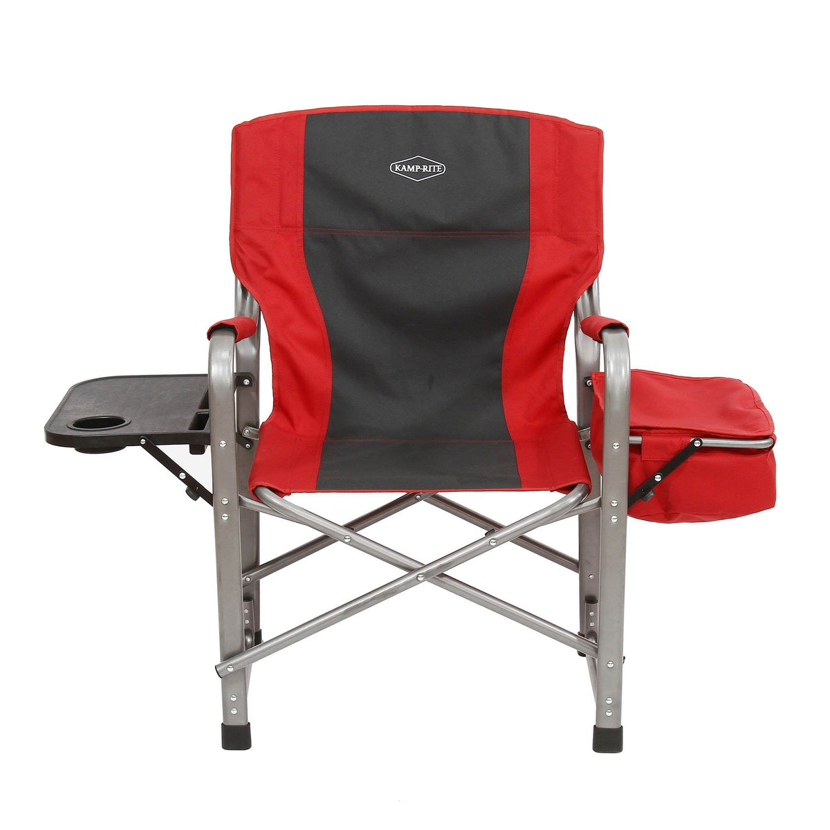 Portable Director's Chair w/Cooler, Cup Holder & Side Table, Red/Black (Used)