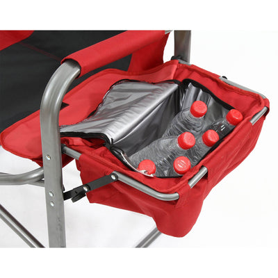 Kamp-Rite Camp Folding Director's Chair with Side Table & Cooler, Red(For Parts)