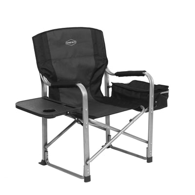 Kamp-Rite Director's Camping Chair with Cooler and Side Table, Black (2 Pack)