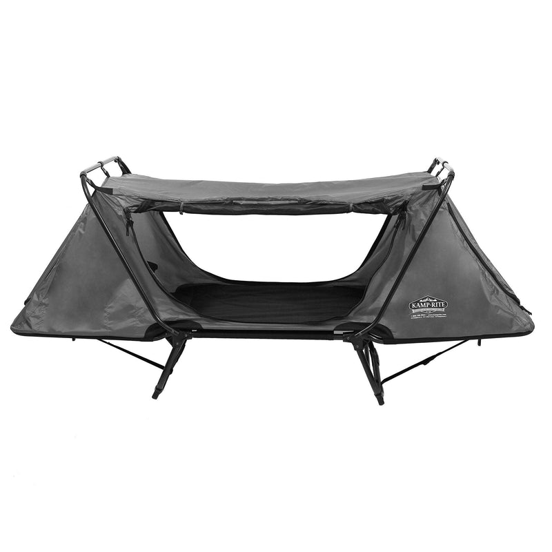 Kamp-Rite Original Quick Setup 1 Person Elevated Cot, Lounge Chair, & Tent, Gray