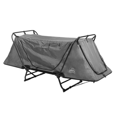 Kamp-Rite Original Quick Setup 1 Person Elevated Cot, Lounge Chair, & Tent, Gray