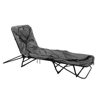 Kamp-Rite Original Quick Setup 1 Person Elevated Cot, Lounge Chair, & Tent, Gray