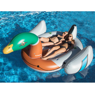 Swimline Giant Inflatable Ride On 131 Inch Pool Decoy Duck Island Float (2 Pack)