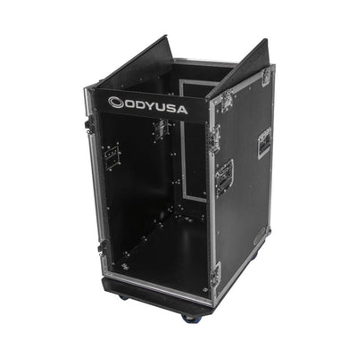 Odyssey FZ1316W 13U Top Slanted 16U Vertical Pro Combo Rack with Casters, Black - VMInnovations