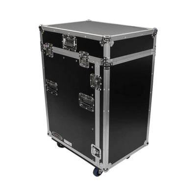 Odyssey FZ1316W 13U Top Slanted 16U Vertical Pro Combo Rack with Casters, Black - VMInnovations