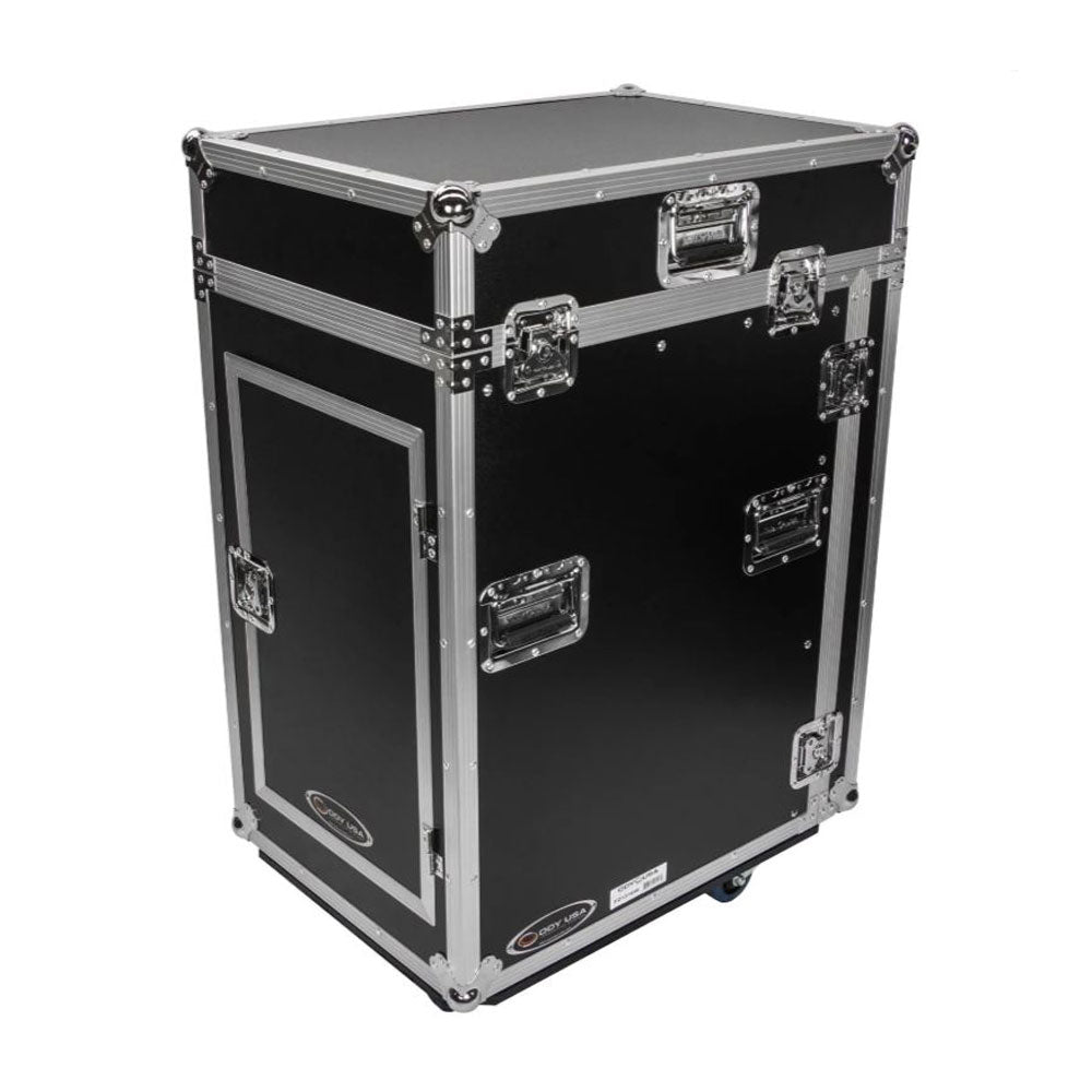 Odyssey FZ1316W 13U Top Slanted 16U Vertical Pro Combo Rack with Casters, Black - VMInnovations