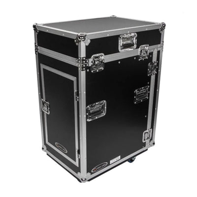 Odyssey FZ1316W 13U Top Slanted 16U Vertical Pro Combo Rack with Casters, Black - VMInnovations