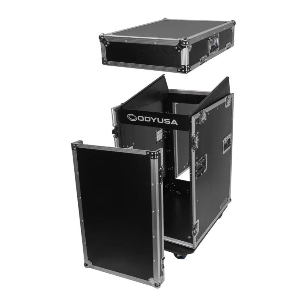 Odyssey FZ1316W 13U Top Slanted 16U Vertical Pro Combo Rack with Casters, Black - VMInnovations