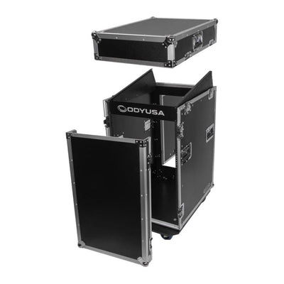 Odyssey FZ1316W 13U Top Slanted 16U Vertical Pro Combo Rack with Casters, Black - VMInnovations