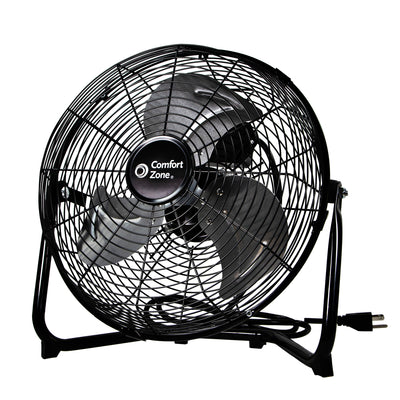 Comfort Zone 12" High Velocity 3 Speed 180 Degree Adjustable Cradle Fan, Black