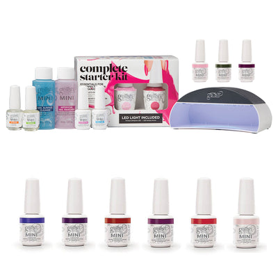 Gelish Mini Soak Off Gel Nail Polish Starter Kit with 11 Gel Colors & LED Light