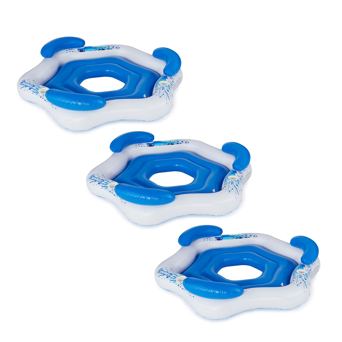 Bestway 3-Person Floating Water Island Lounge Raft With Open Bottom (3 Pack)