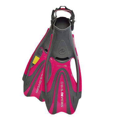 U.S. Divers ProFlex FX Snorkeling Set Size Large Fins with Mesh Bag, Raspberry