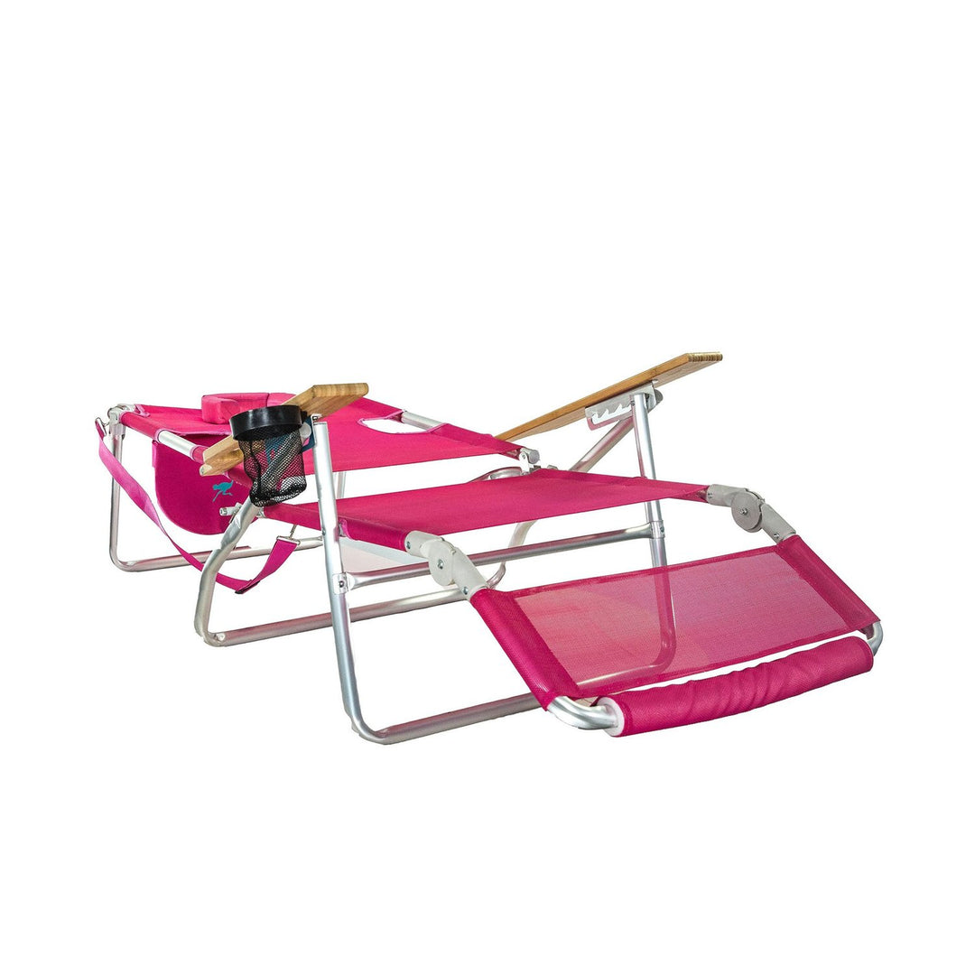 Ostrich 3-N-1 Light Aluminum Multi-Position Reclining Beach Chair, Pink (2 Pack)