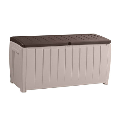 Keter Novel 90 Gallon Weather Resistant Outdoor Storage Box and Bench (2 Pack)