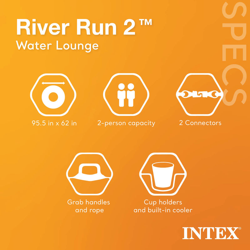 INTEX River Run Connect Inflatable Water Raft (4 Pack) + 2 Person Cooler Tube