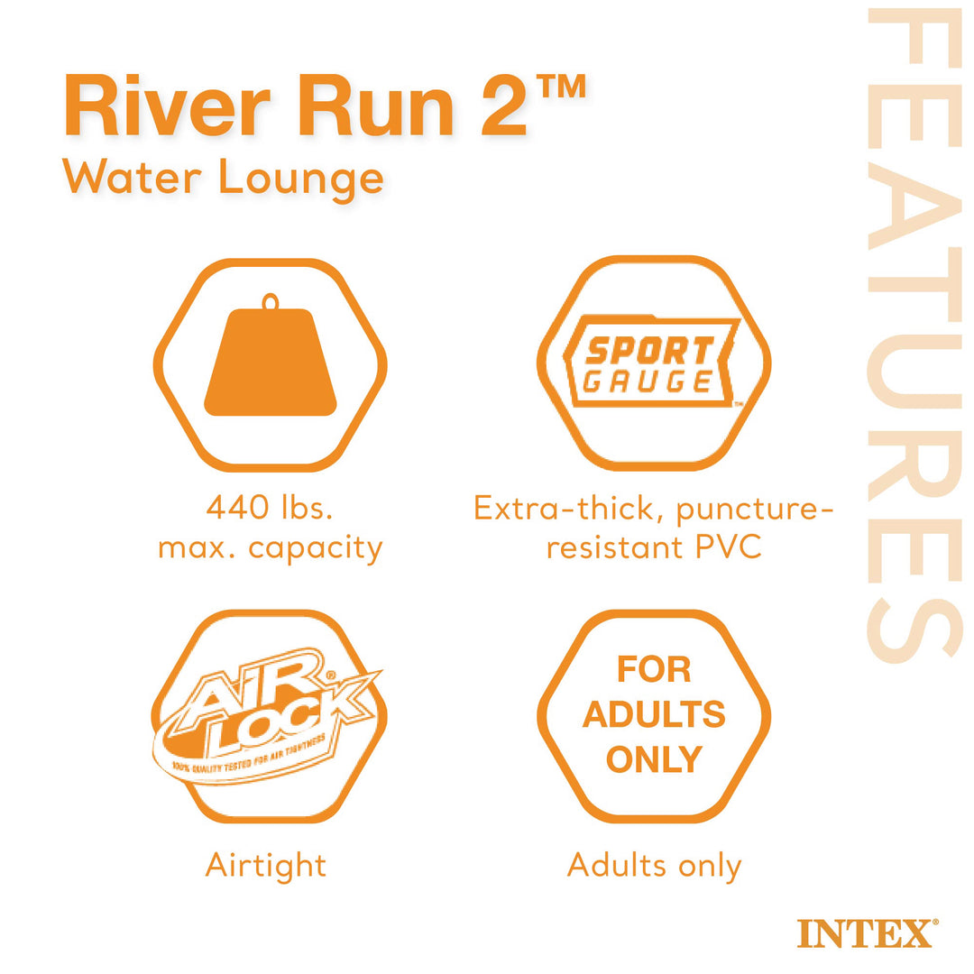 INTEX River Run Connect Inflatable Water Raft (4 Pack) + 2 Person Cooler Tube