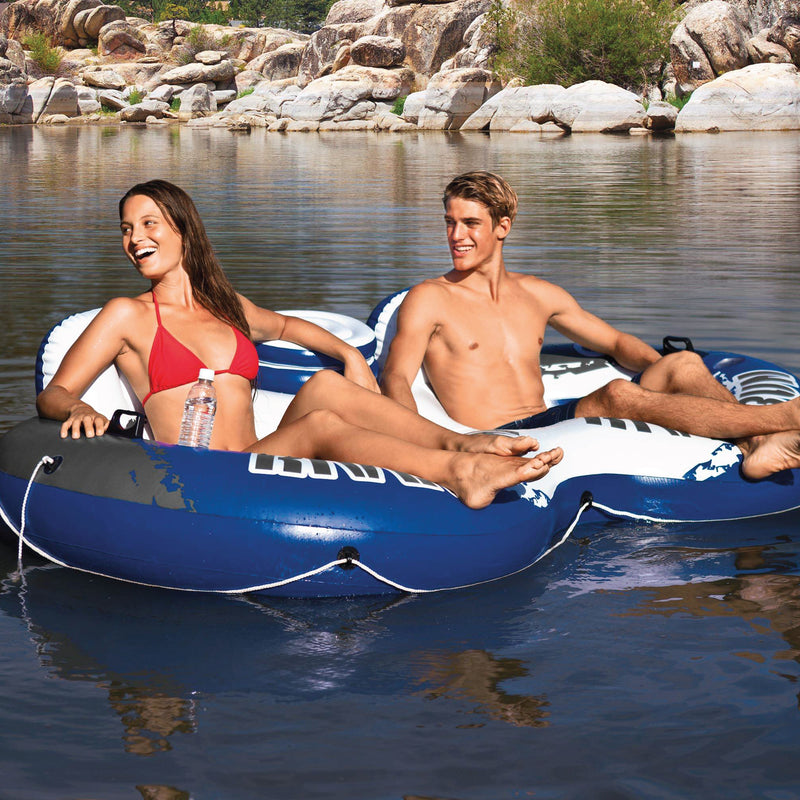 INTEX River Run Connect Inflatable Water Raft (4 Pack) + 2 Person Cooler Tube