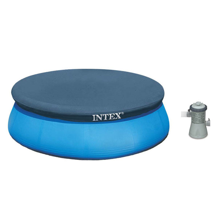 INTEX 8' x 30" Easy Set Inflatable Above Ground Swimming Pool with Pump & Cover