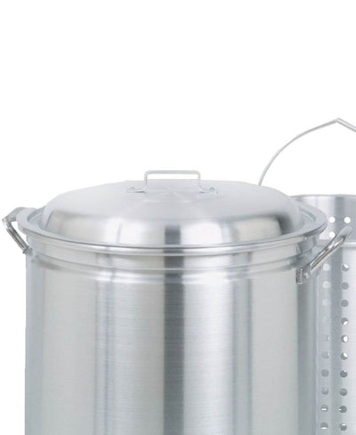 Bayou Classic Large 82 Quart Aluminum Stockpot Soup Pot, Lid and Basket (2 Pack)