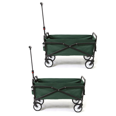 Seina Heavy Duty Compact Folding 150 Pound Capacity Utility Cart, Green (2 Pack) - VMInnovations