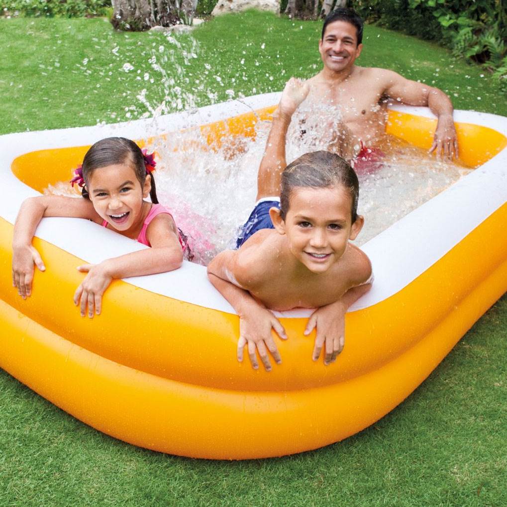 Intex 90in x 58in x 18in Outdoor Inflatable Family Swim Center, Orange (2 Pack) - VMInnovations