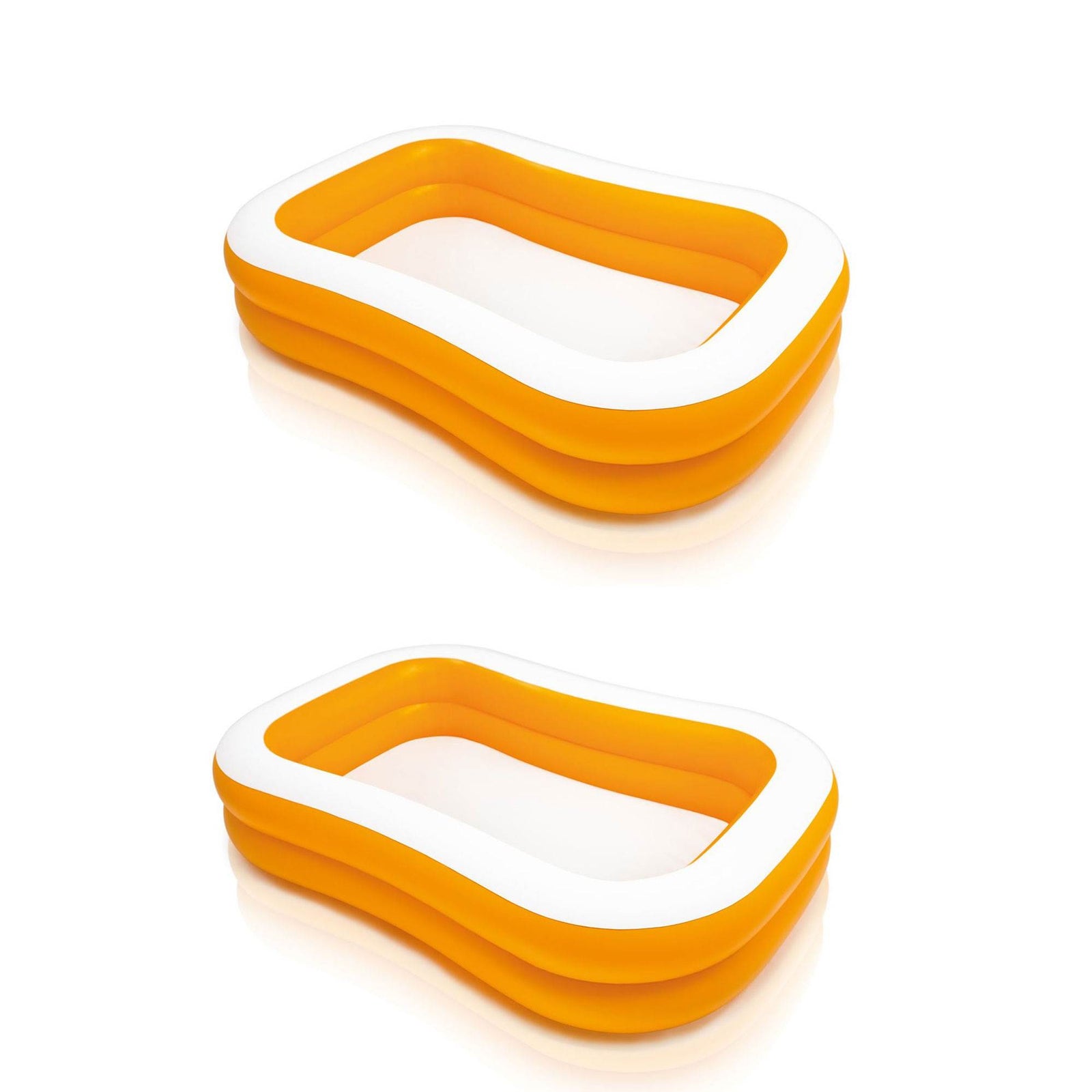 Intex 90in x 58in x 18in Outdoor Inflatable Family Swim Center, Orange (2 Pack) - VMInnovations