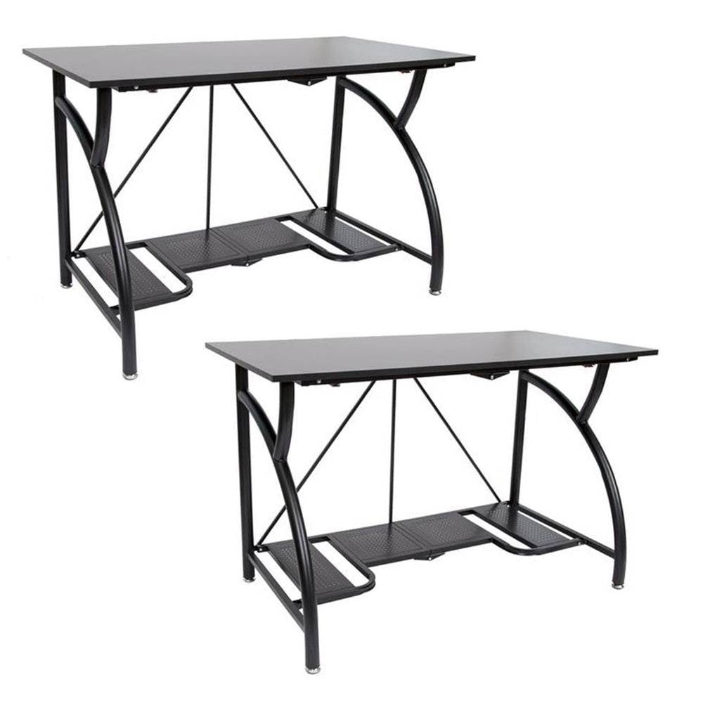 Origami Multi Purpose Folding Office Furniture Table Desk, Black (2 Pack)