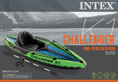 Intex Challenger K1 1-Person Inflatable Sporty Kayak w/ Oars And Pump (4 Pack)