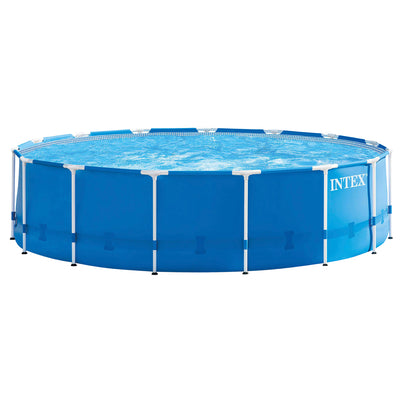 Intex Metal Frame 15' x 48" Outdoor Above Ground Pool Set with Round Pool Cover