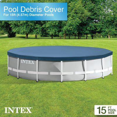 Intex Metal Frame 15' x 48" Outdoor Above Ground Pool Set with Round Pool Cover